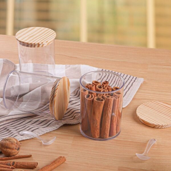 علبة توابل اكرلك بغطاء خشب - Image 3