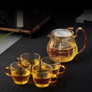 طقم براد زجاج  حراري  بصفايه و 4 اكواب