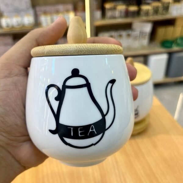 طقم توابل بورسلين بومبية بقاعده خشب - Image 3