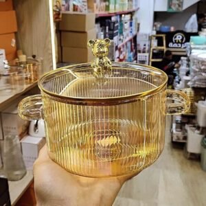 حلة زجاج بيركس بغطاء دبدوب اطار معدن