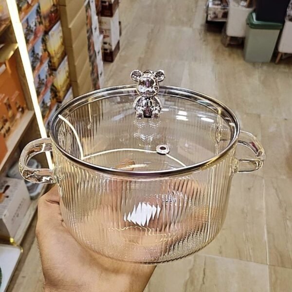 حلة زجاج بيركس بغطاء دبدوب اطار معدن - Image 4